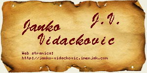 Janko Vidačković vizit kartica